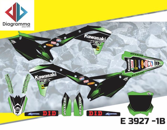 ΣΕΤ ΑΥΤΟΚΟΛΛΗΤΑ ΓΙΑ KAWASAKI KX250F 2017-2019 ΚΙΤ ΓΡΑΦΙΚΩΝ DECALS KIT