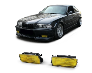 Ζευγάρι φώτα ομίχλης κίτρινα με ραβδώσεις και βάση για BMW E36 και M3 1990-1999
